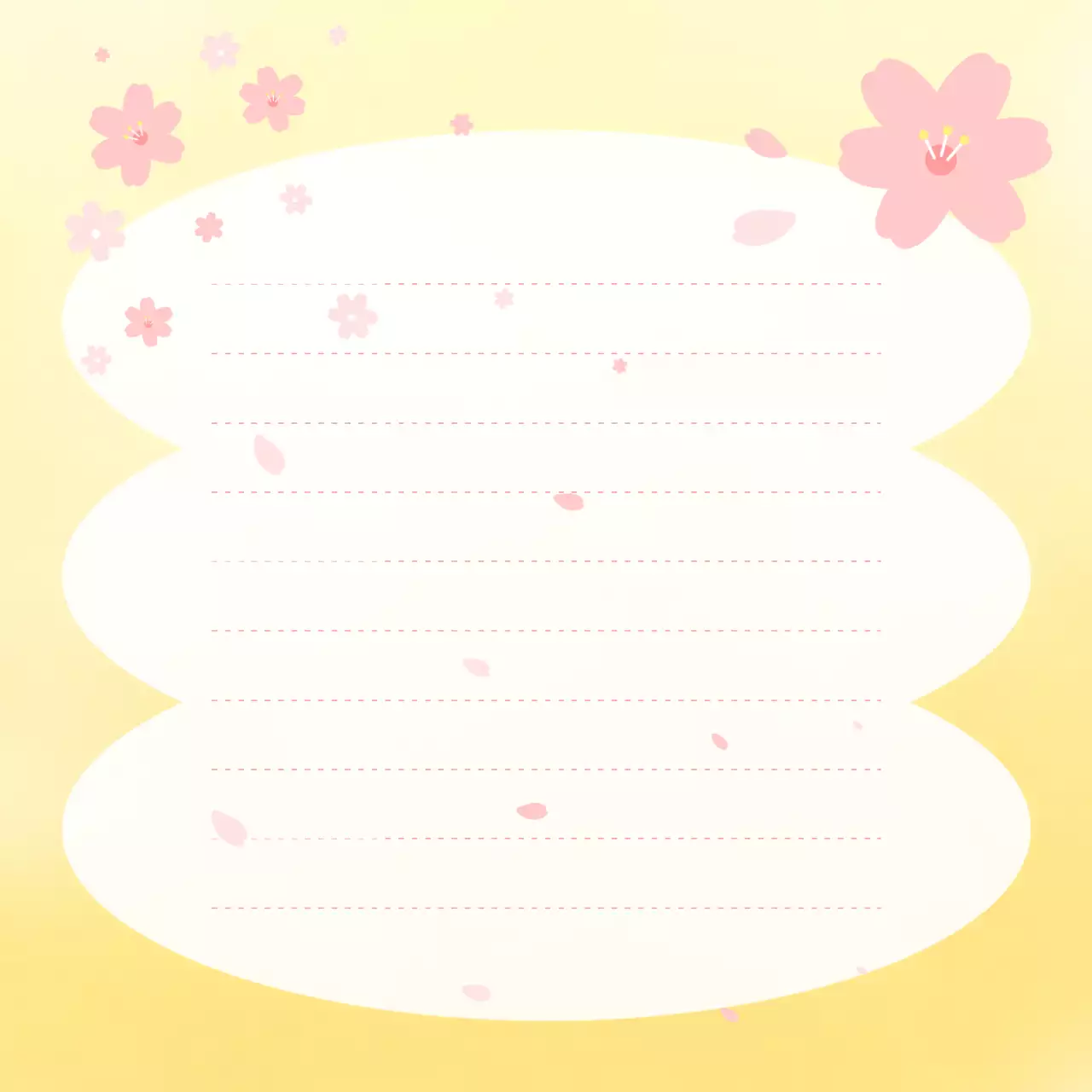 노랑 아기자기한 벚꽃 엽서 프레임