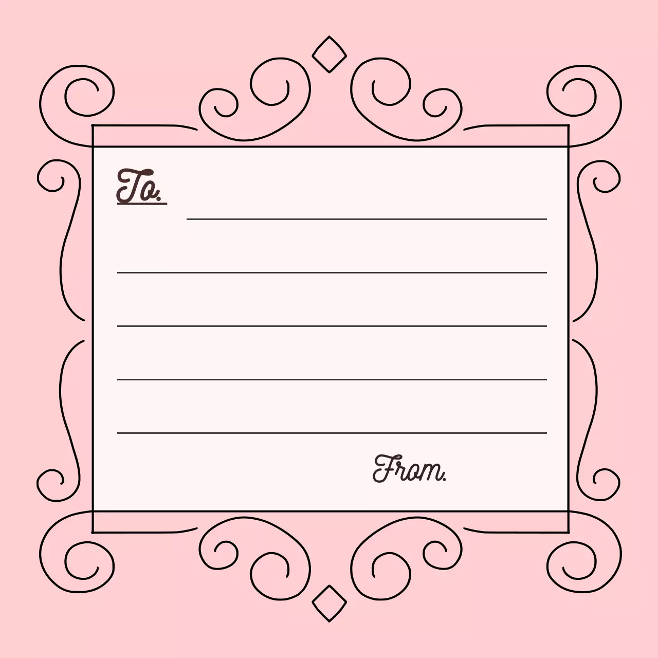 핑크 우아한 감성 프레임 편지