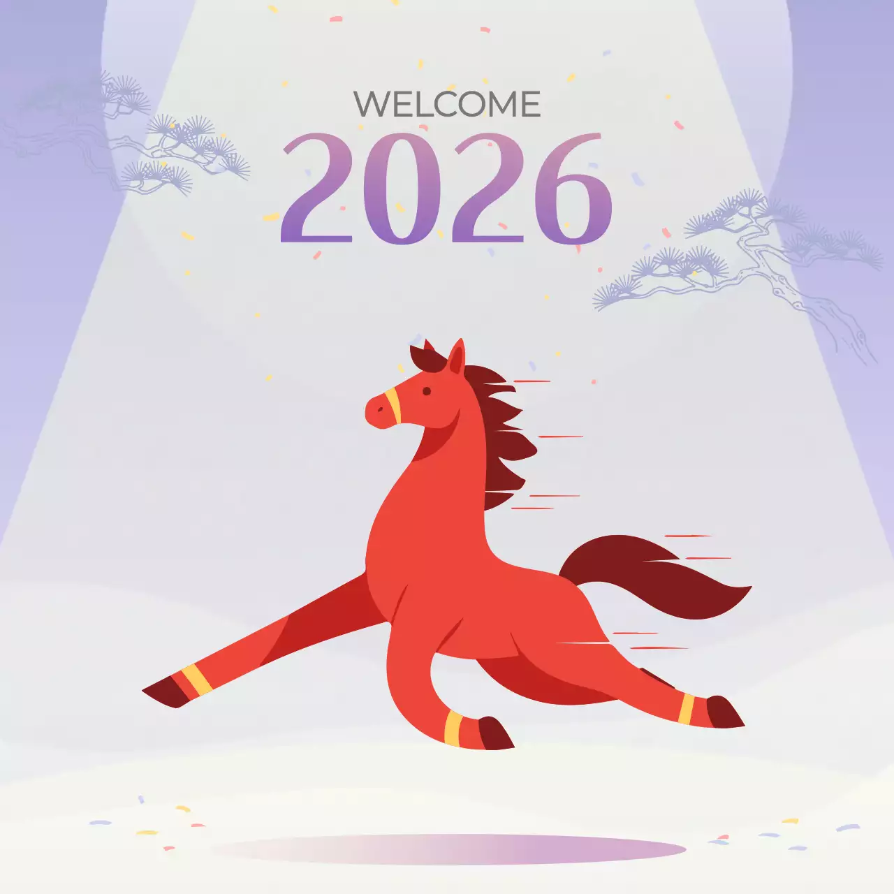 빨강 심플 붉은말 새해 인사