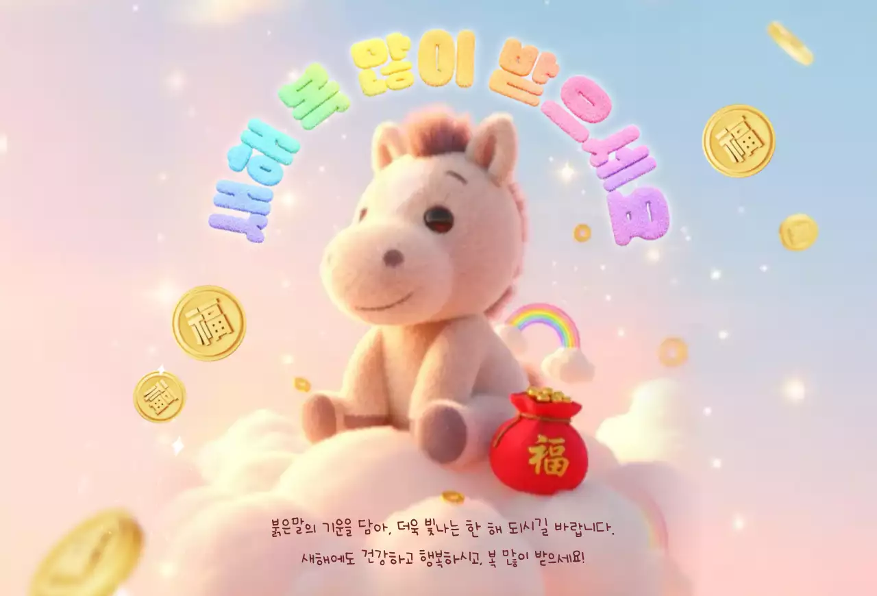 무지개 아기자기한 새해 기념