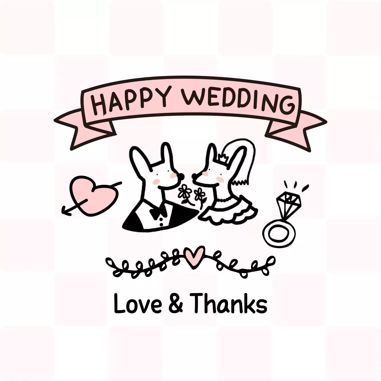 핑크 아기자기한 결혼 초대장