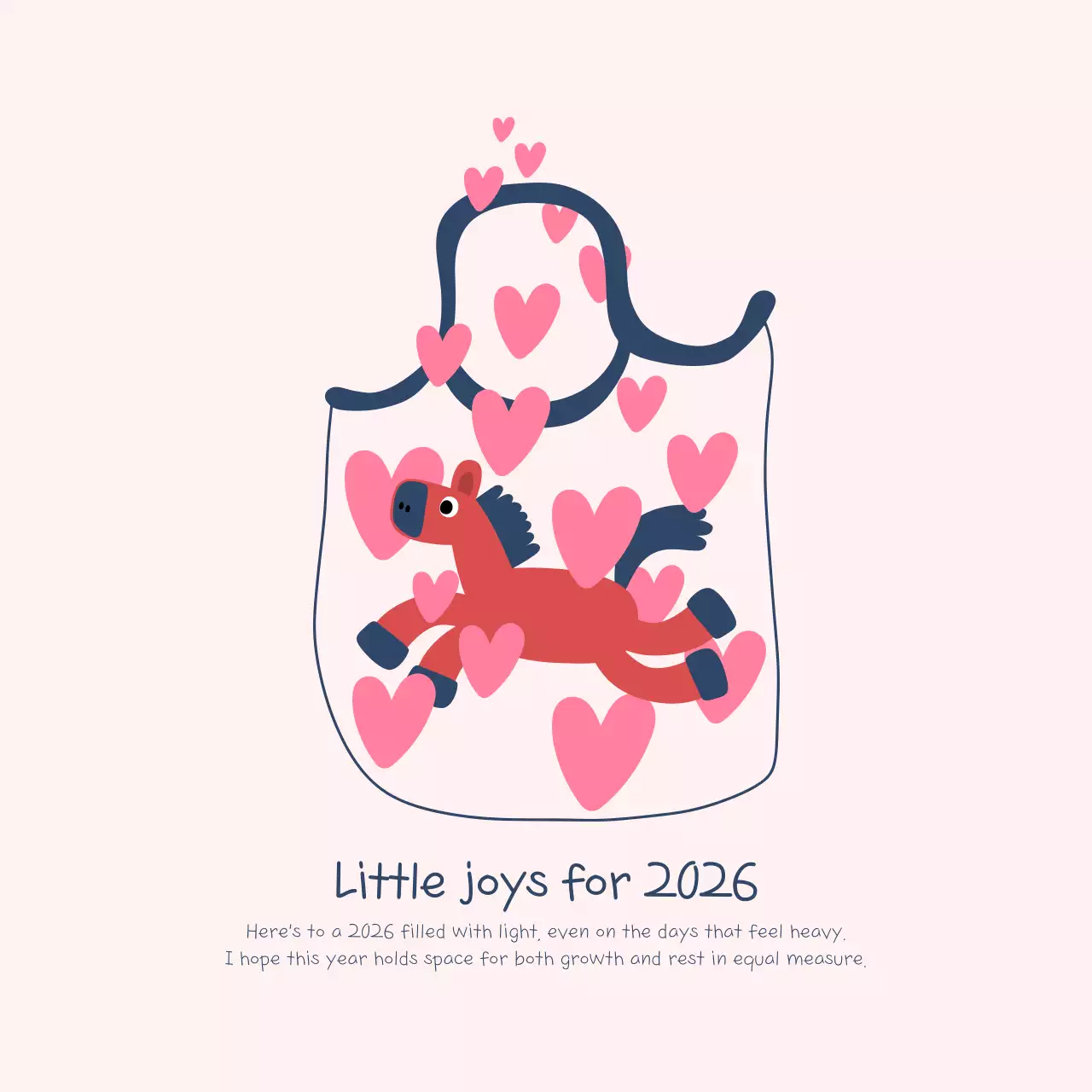 핑크 아기자기한 새해 엽서