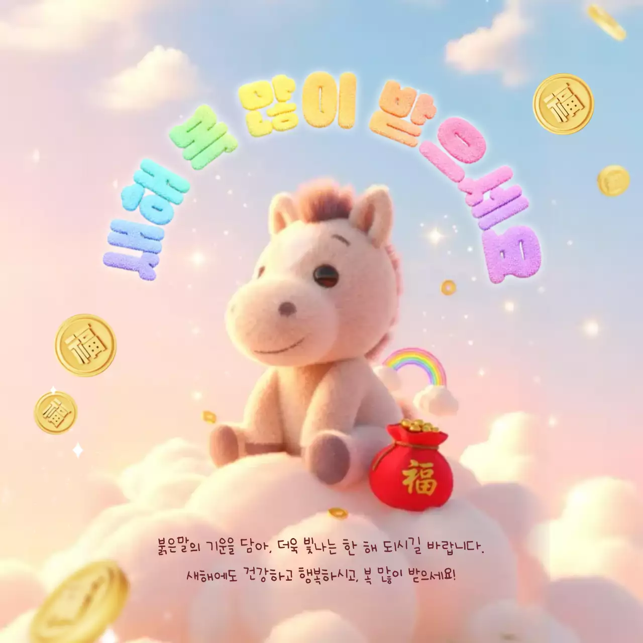 무지개 아기자기한 새해 기념