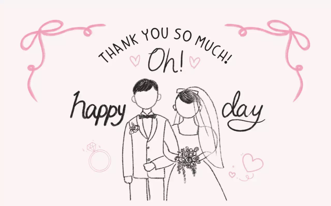 핑크 심플 결혼 초대장