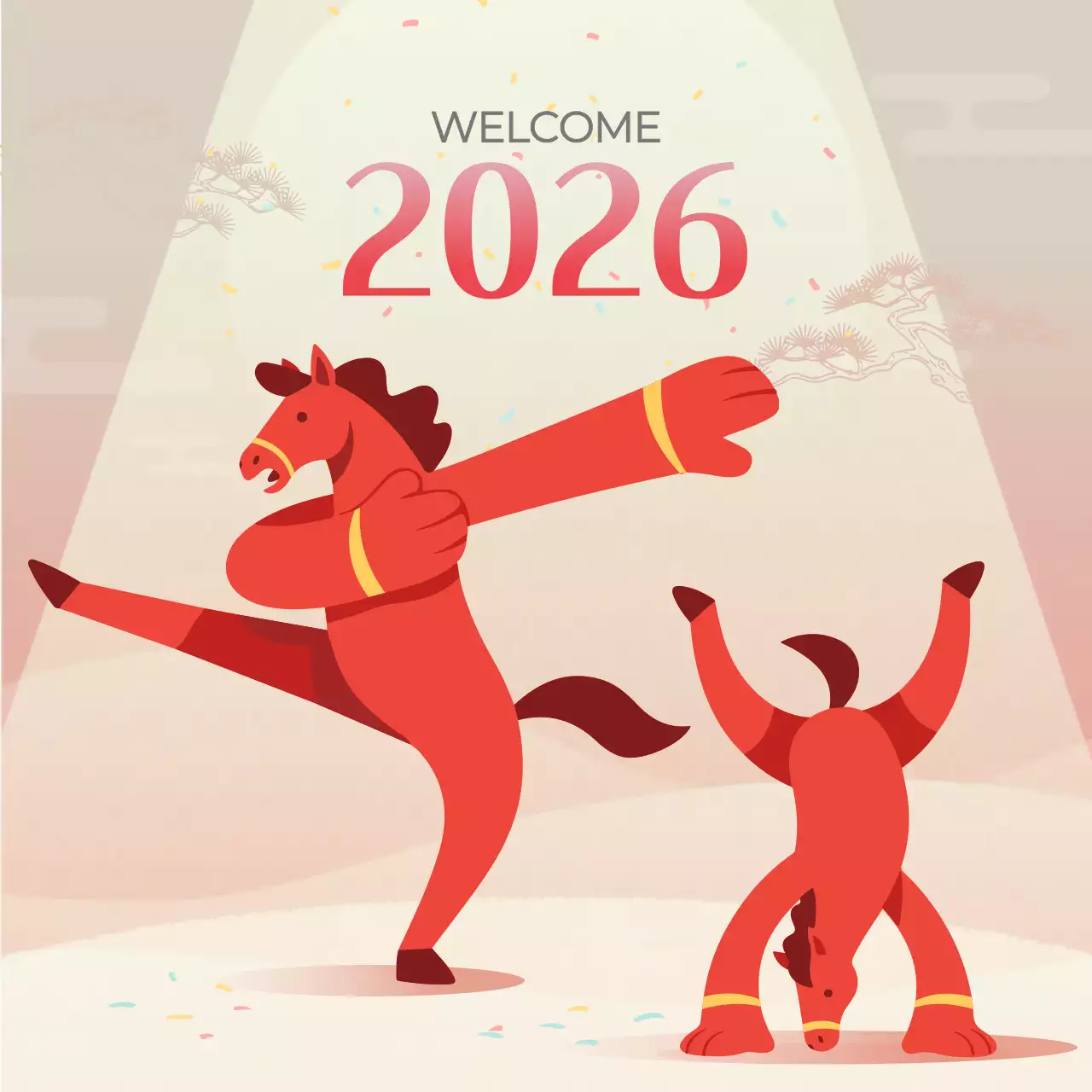 핑크 전통 병오년 새해 인사