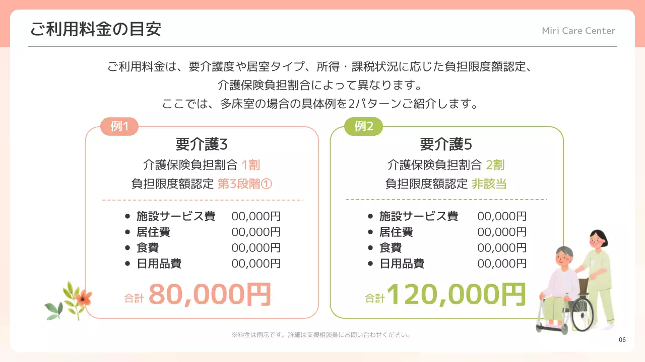 ピンク かわいい 介護施設 看板  プレゼンテーション