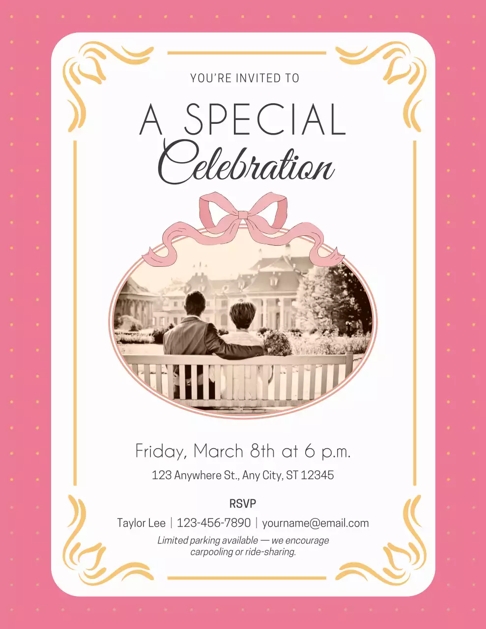 Pink Elegant Celebration Invitation