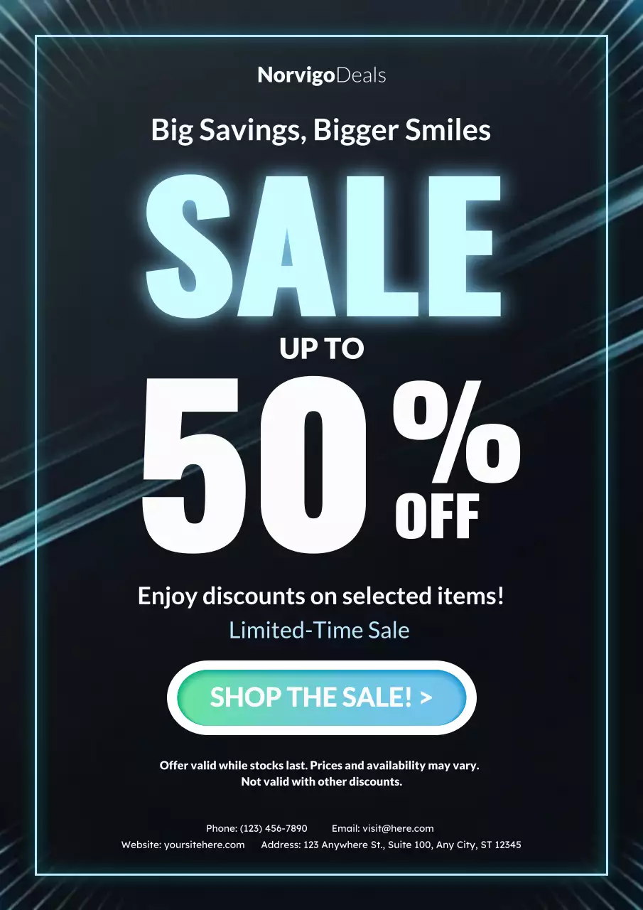 Black and Neon Blue Modern Sale Promotion