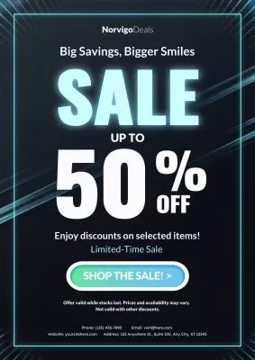 Black and Neon Blue Modern Sale Promotion