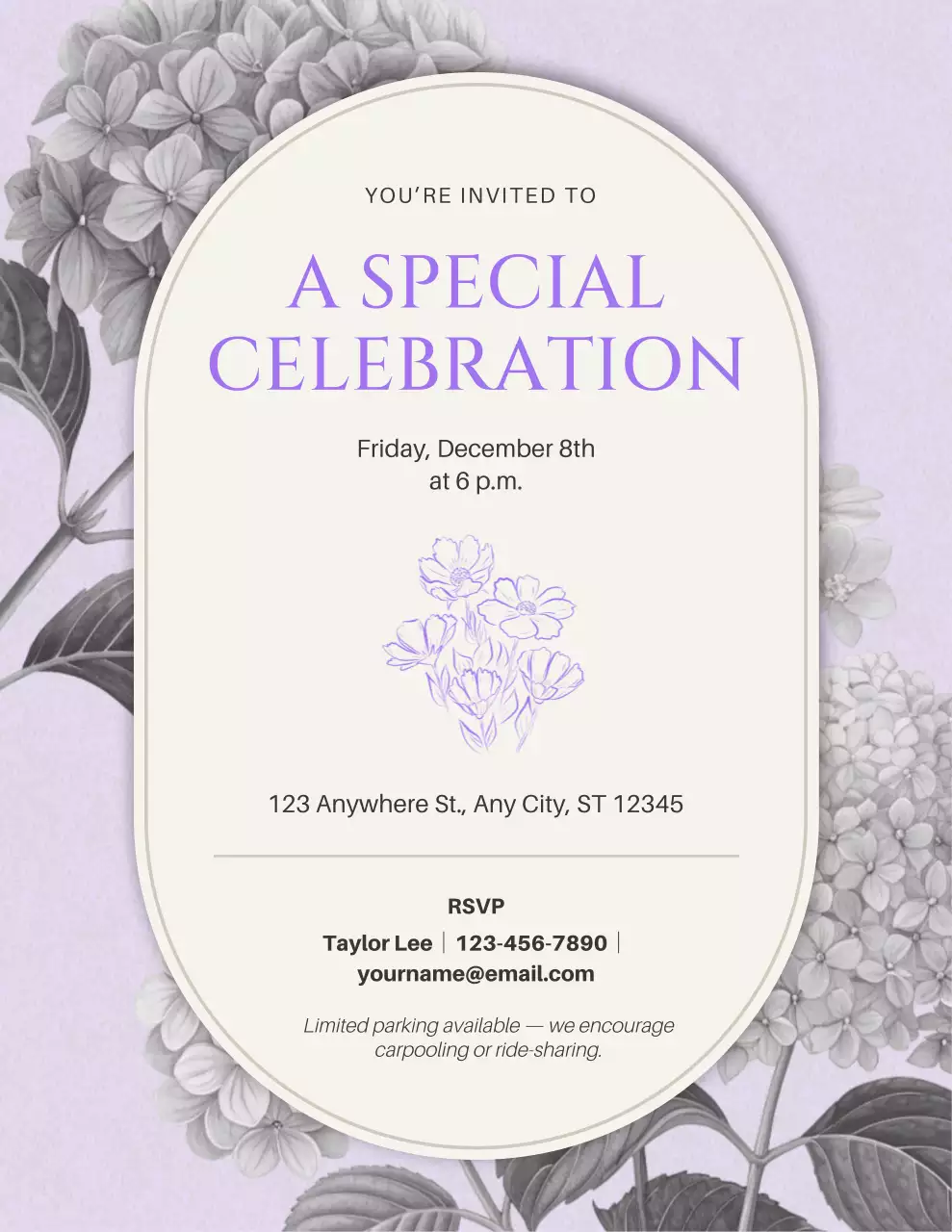 Lavender and Beige Modern Celebration Invitation