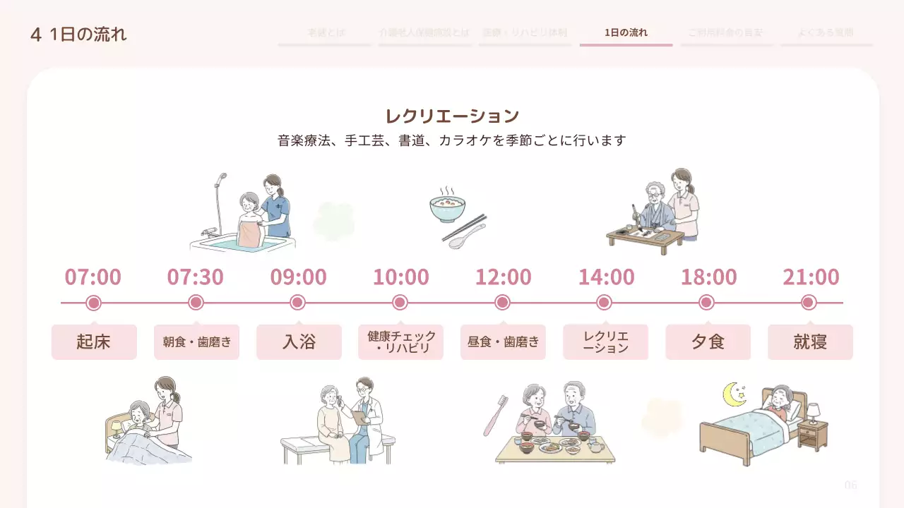 ピンク シンプル 介護 説明会資料