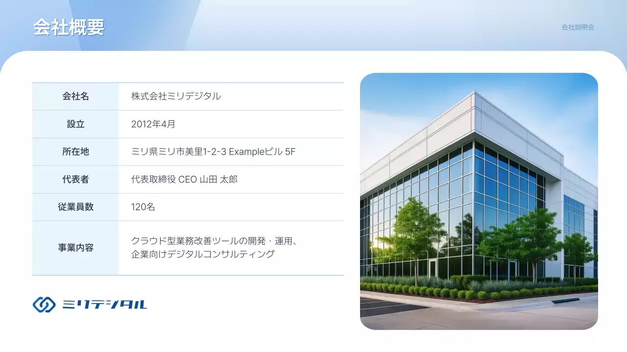 水色 シンプル 企業 資料