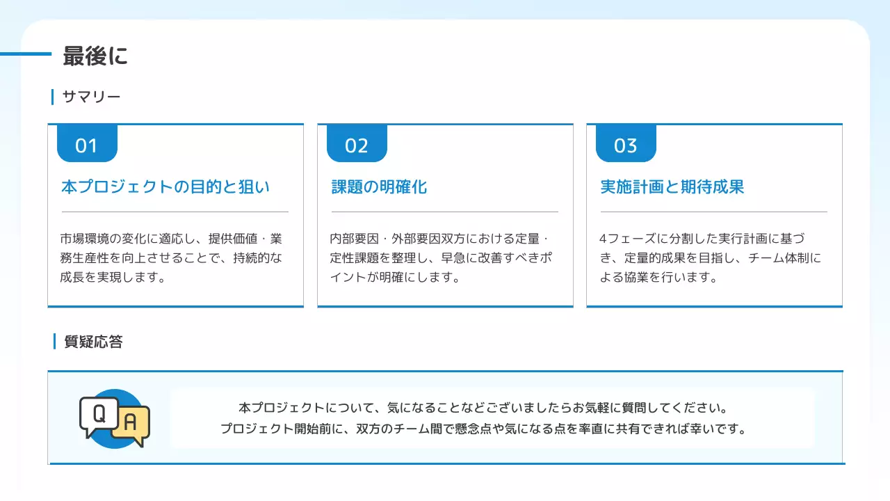 青 シンプル ビジネス プレゼンテーション