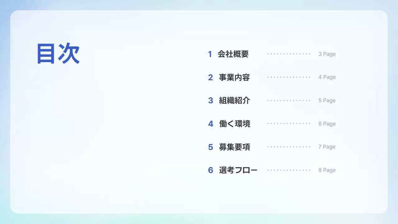 青 モダン 採用 プレゼンテーション