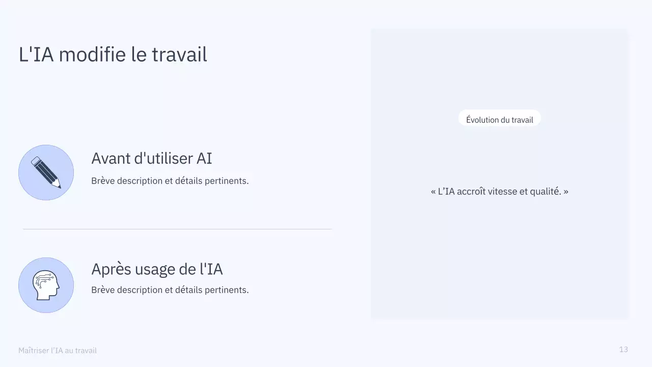 Présentation du cours d'IA simple en bleu et gris