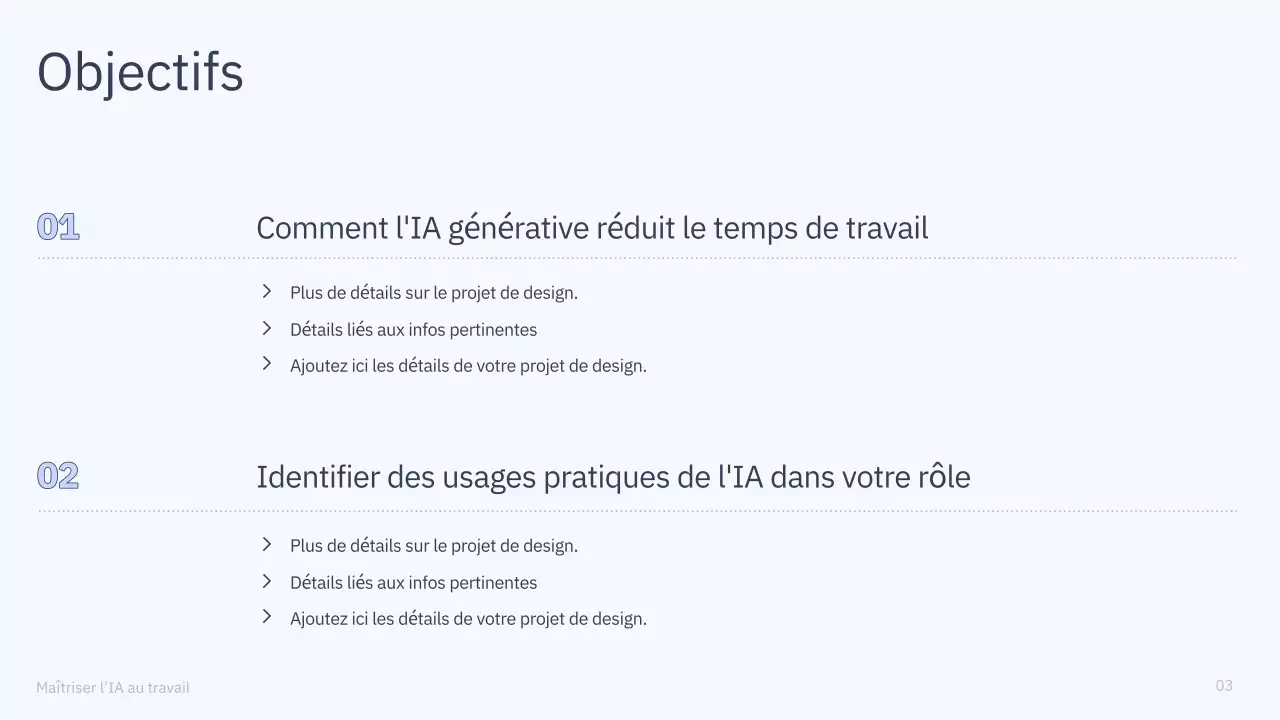 Présentation du cours d'IA simple en bleu et gris