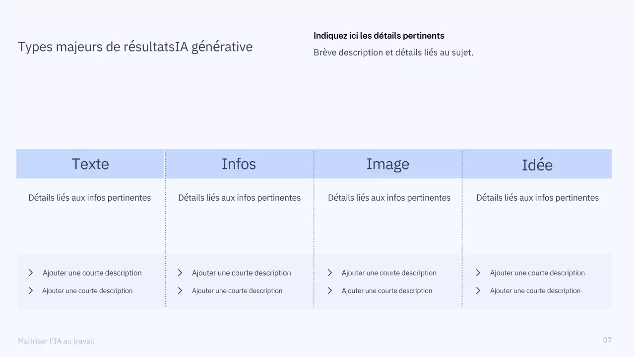 Présentation du cours d'IA simple en bleu et gris