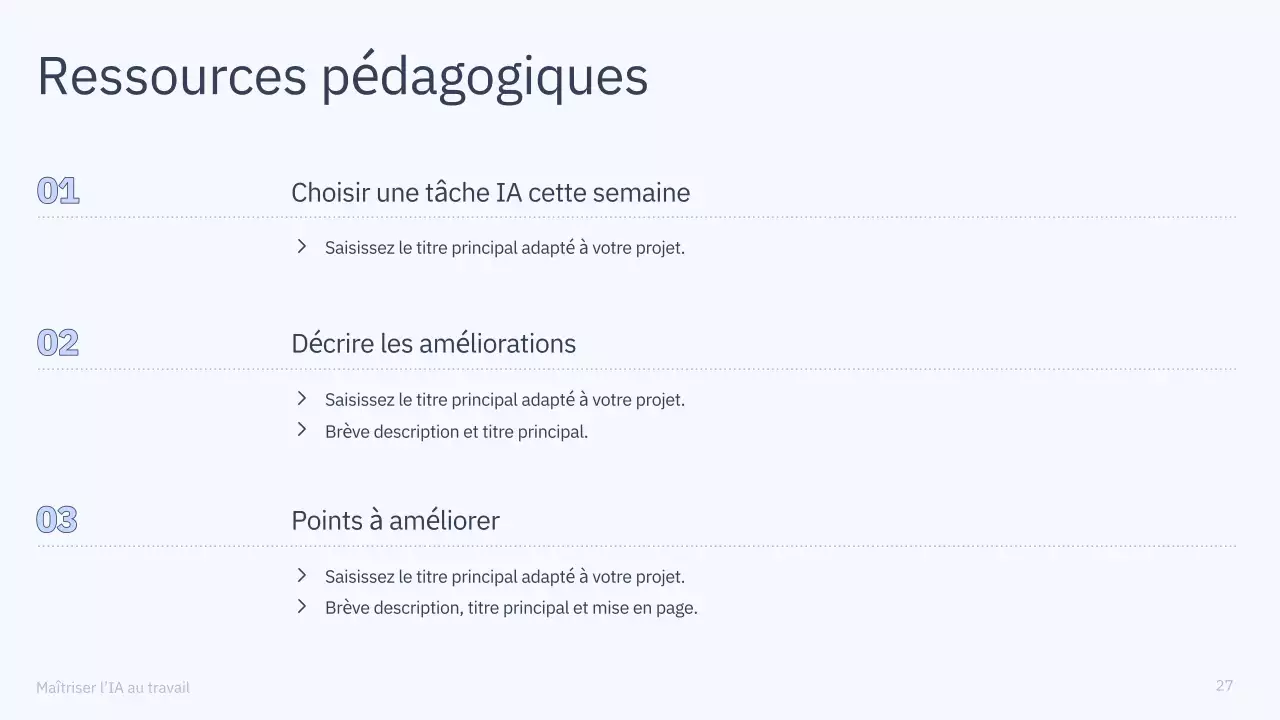 Présentation du cours d'IA simple en bleu et gris