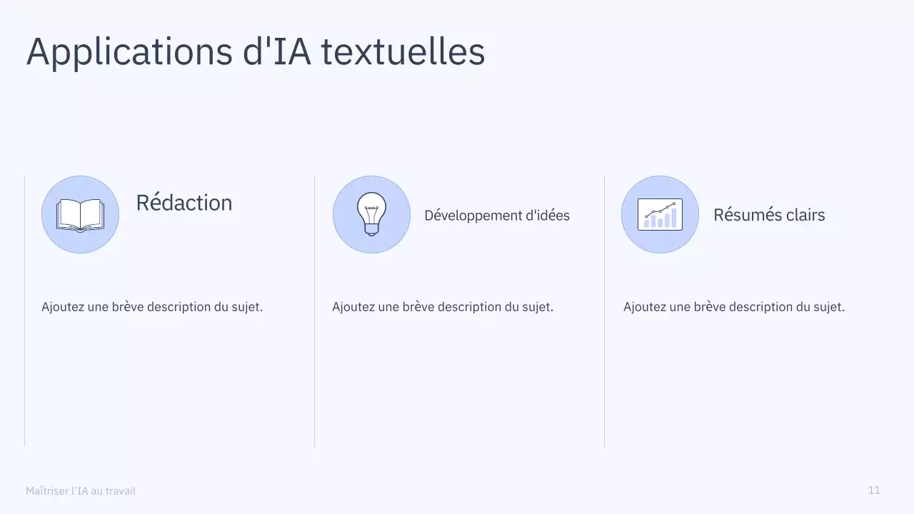 Présentation du cours d'IA simple en bleu et gris