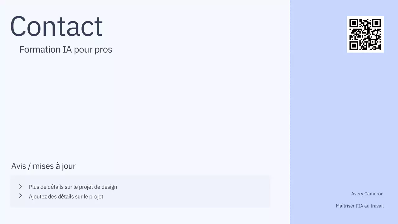 Présentation du cours d'IA simple en bleu et gris