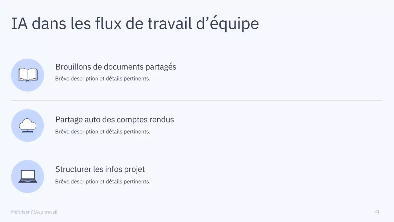 Présentation du cours d'IA simple en bleu et gris