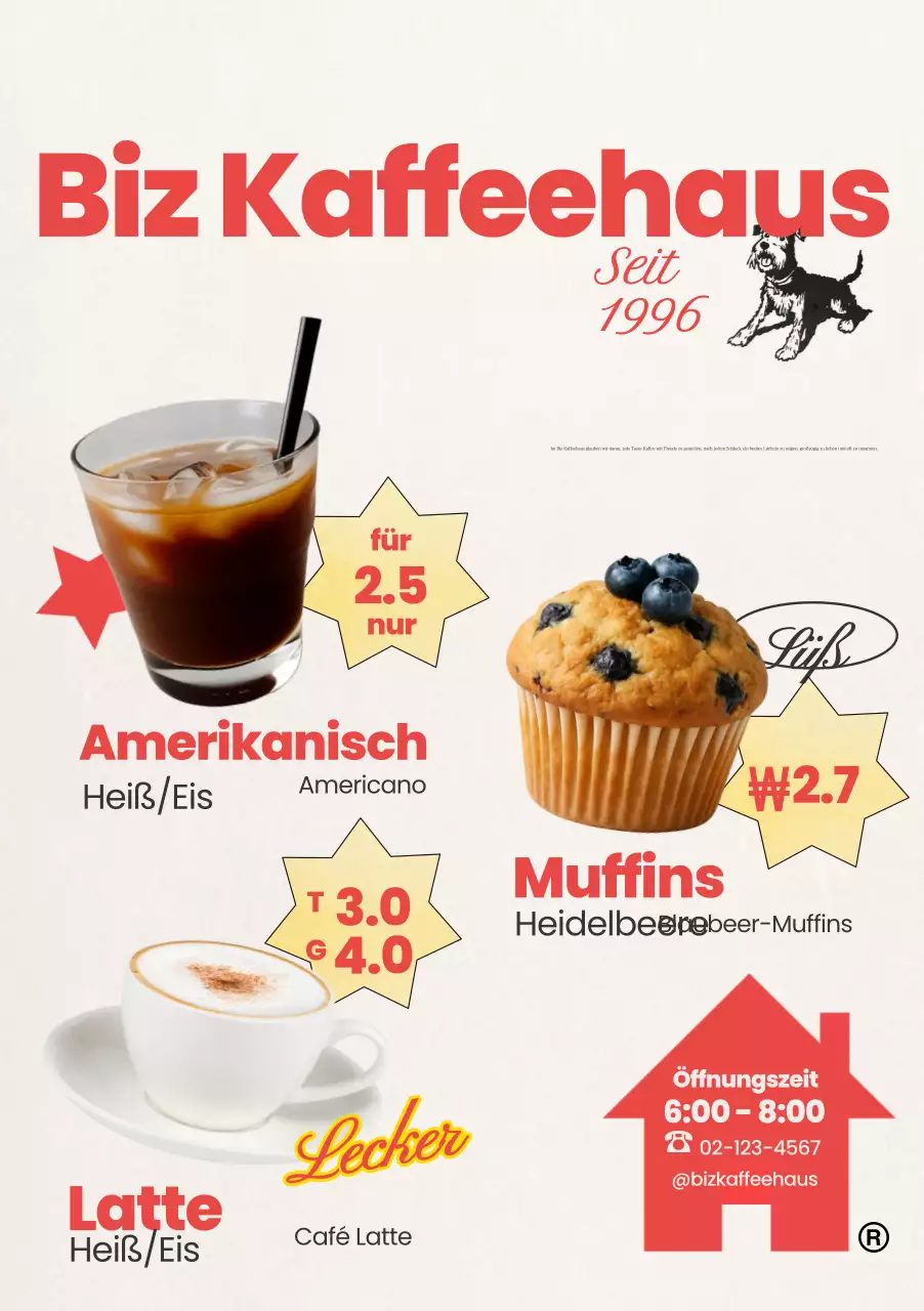 Red Vintage Cafe Menüaktion