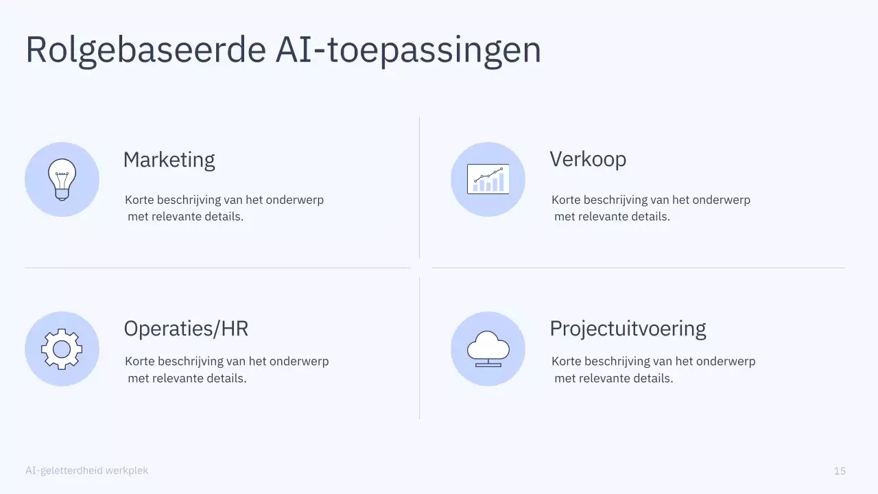 Presentatie van een eenvoudige AI-cursus in blauw en grijs