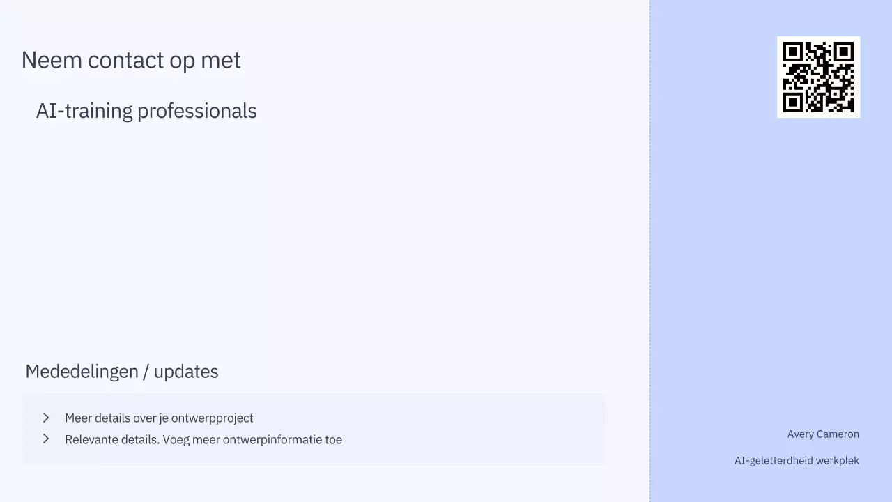 Presentatie van een eenvoudige AI-cursus in blauw en grijs