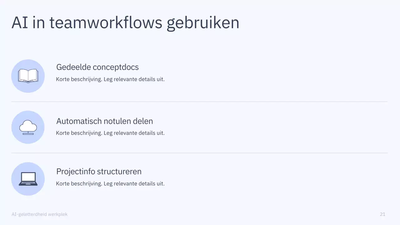 Presentatie van een eenvoudige AI-cursus in blauw en grijs