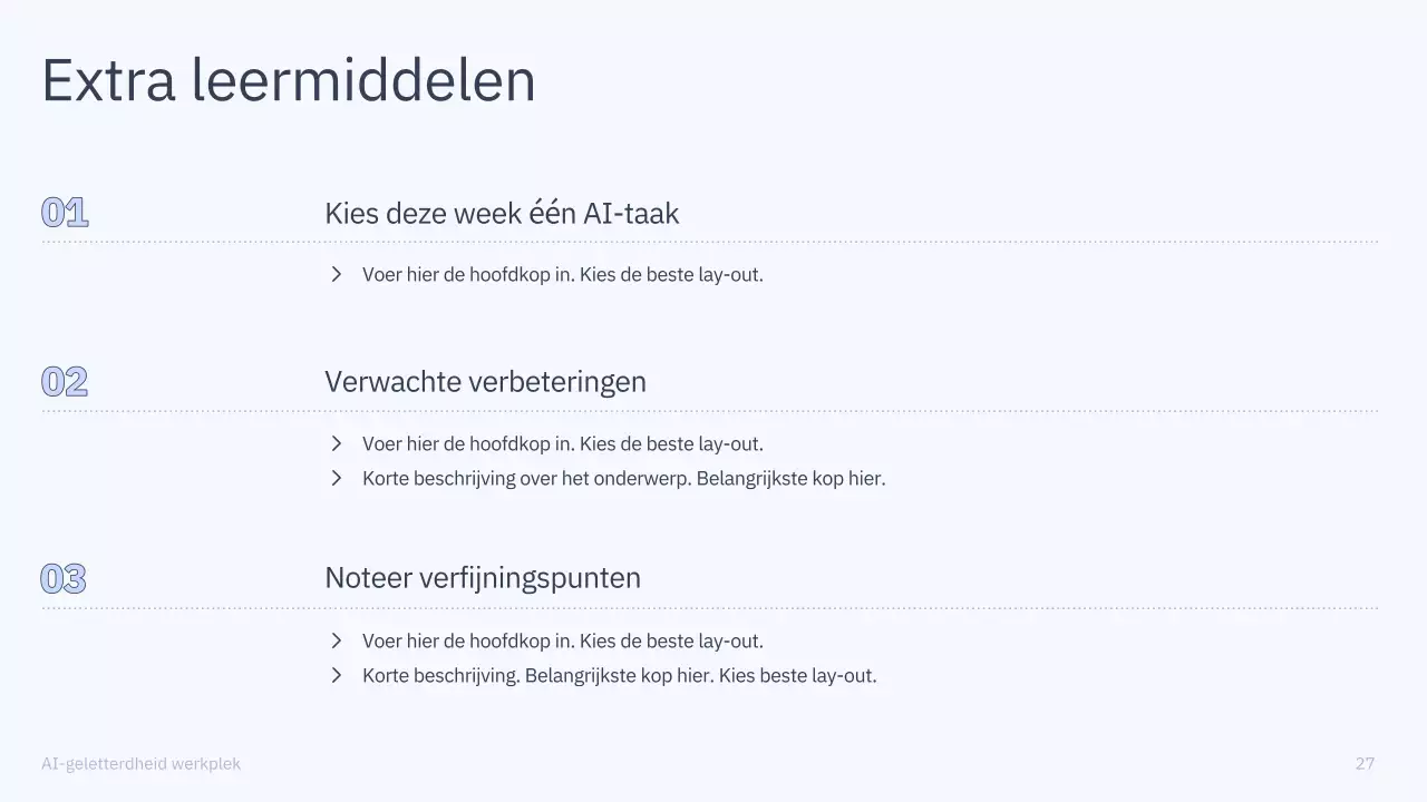 Presentatie van een eenvoudige AI-cursus in blauw en grijs