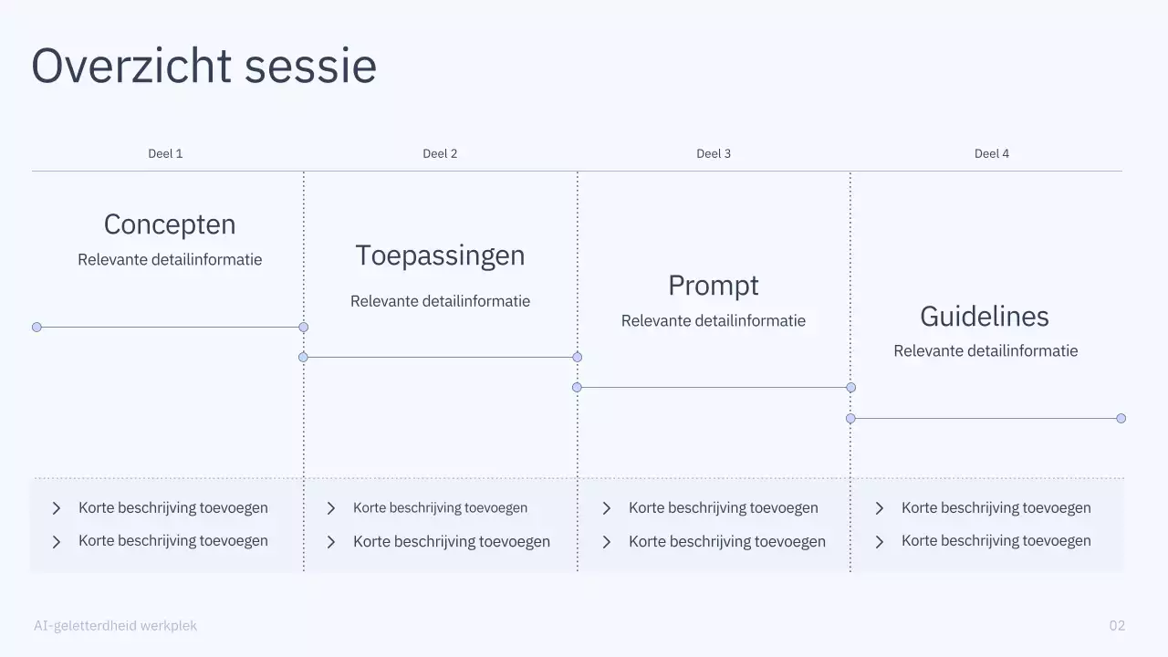 Presentatie van een eenvoudige AI-cursus in blauw en grijs