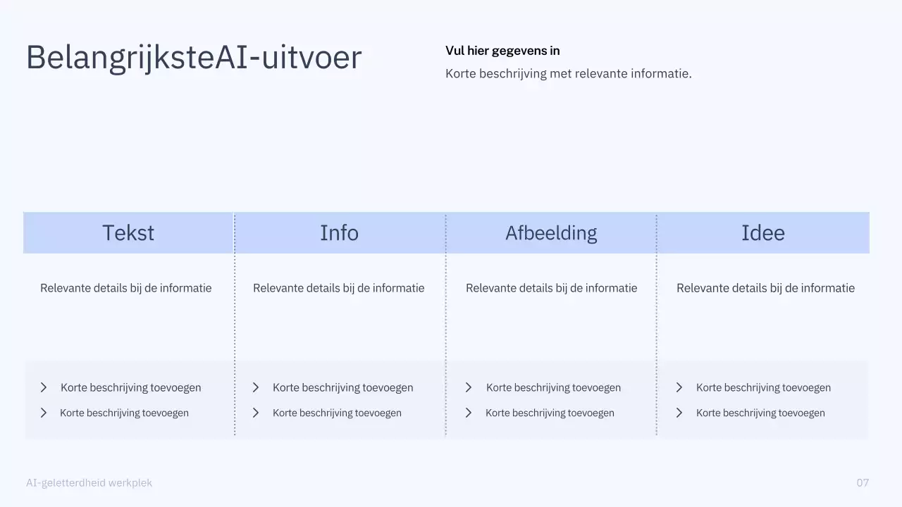 Presentatie van een eenvoudige AI-cursus in blauw en grijs
