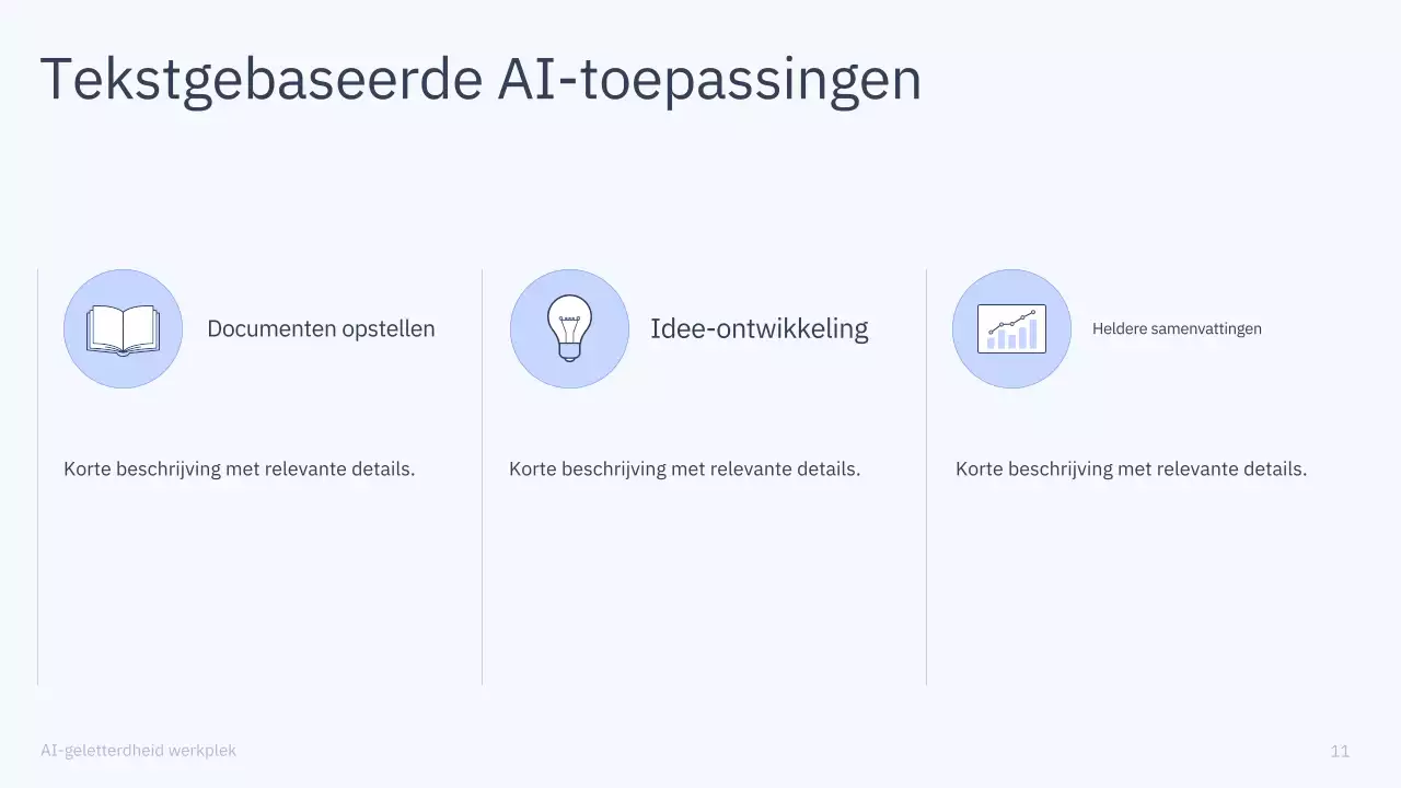Presentatie van een eenvoudige AI-cursus in blauw en grijs