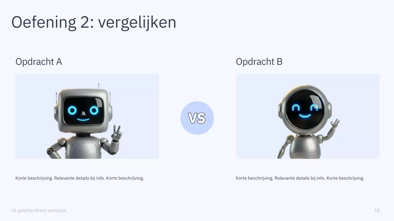 Presentatie van een eenvoudige AI-cursus in blauw en grijs