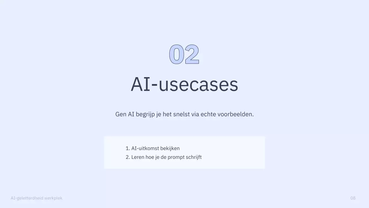 Presentatie van een eenvoudige AI-cursus in blauw en grijs