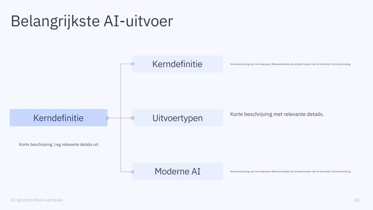 Presentatie van een eenvoudige AI-cursus in blauw en grijs