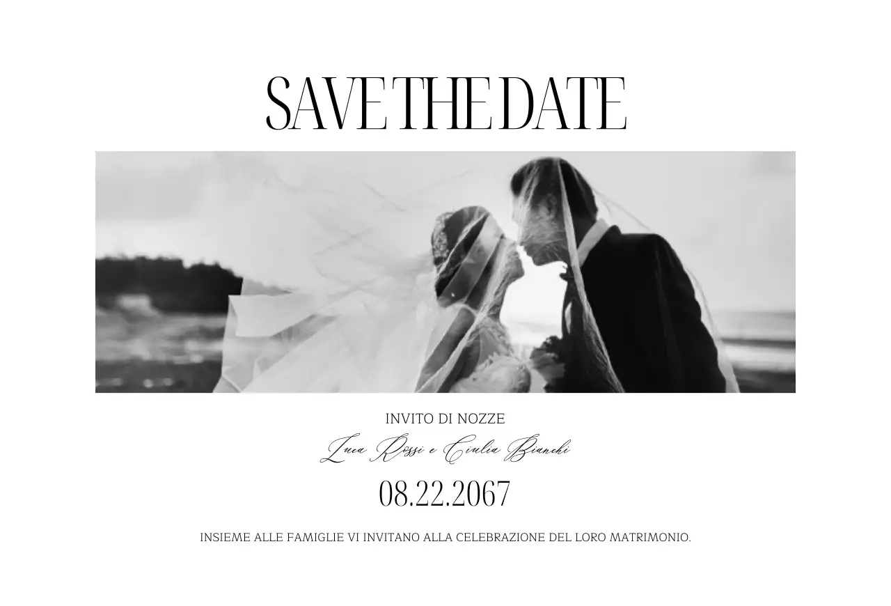 Invito di nozze semplice in bianco e nero