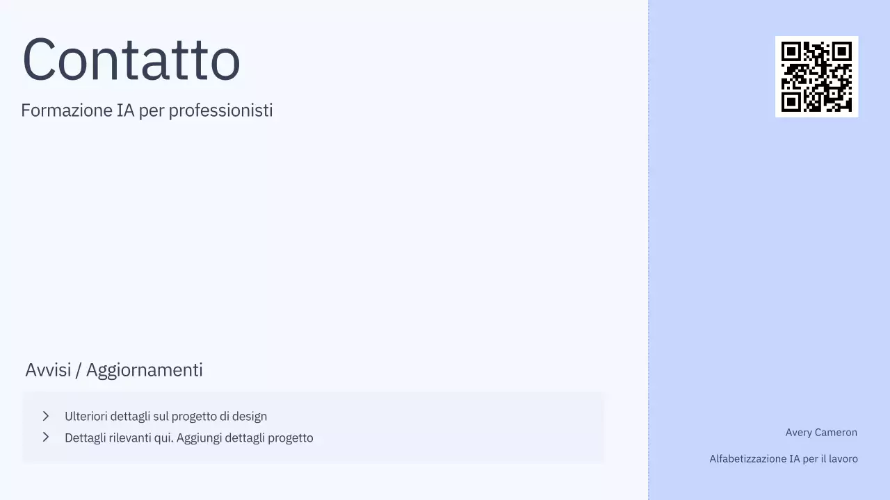 Presentazione del corso di intelligenza artificiale semplice blu e grigio