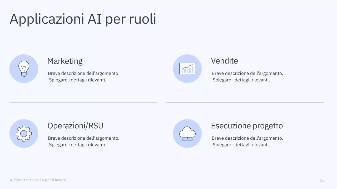 Presentazione del corso di intelligenza artificiale semplice blu e grigio