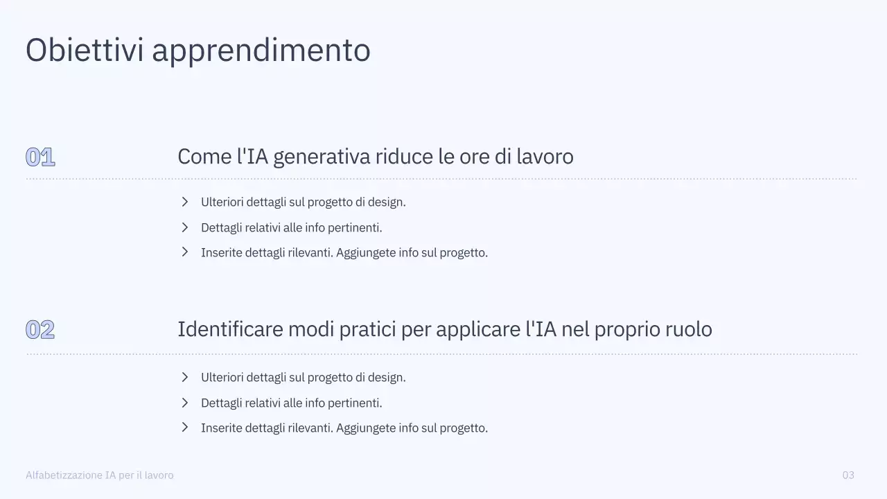 Presentazione del corso di intelligenza artificiale semplice blu e grigio