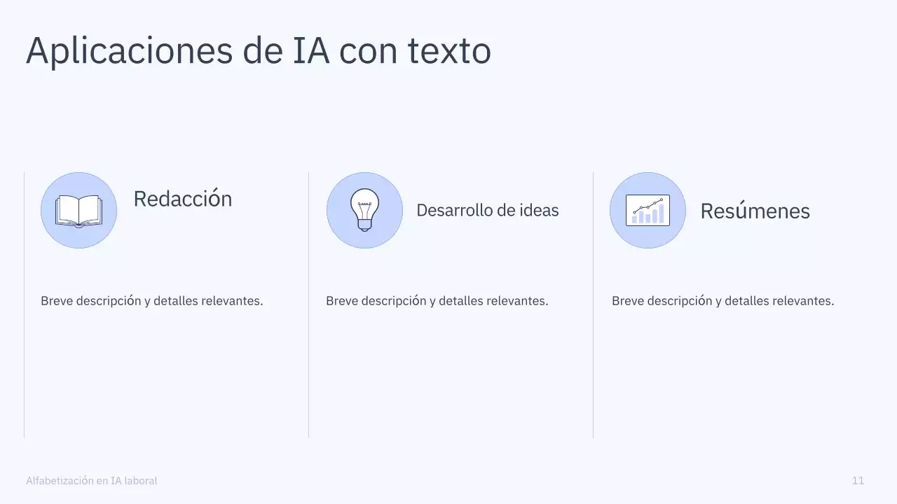 Presentación del curso de IA simple en azul y gris