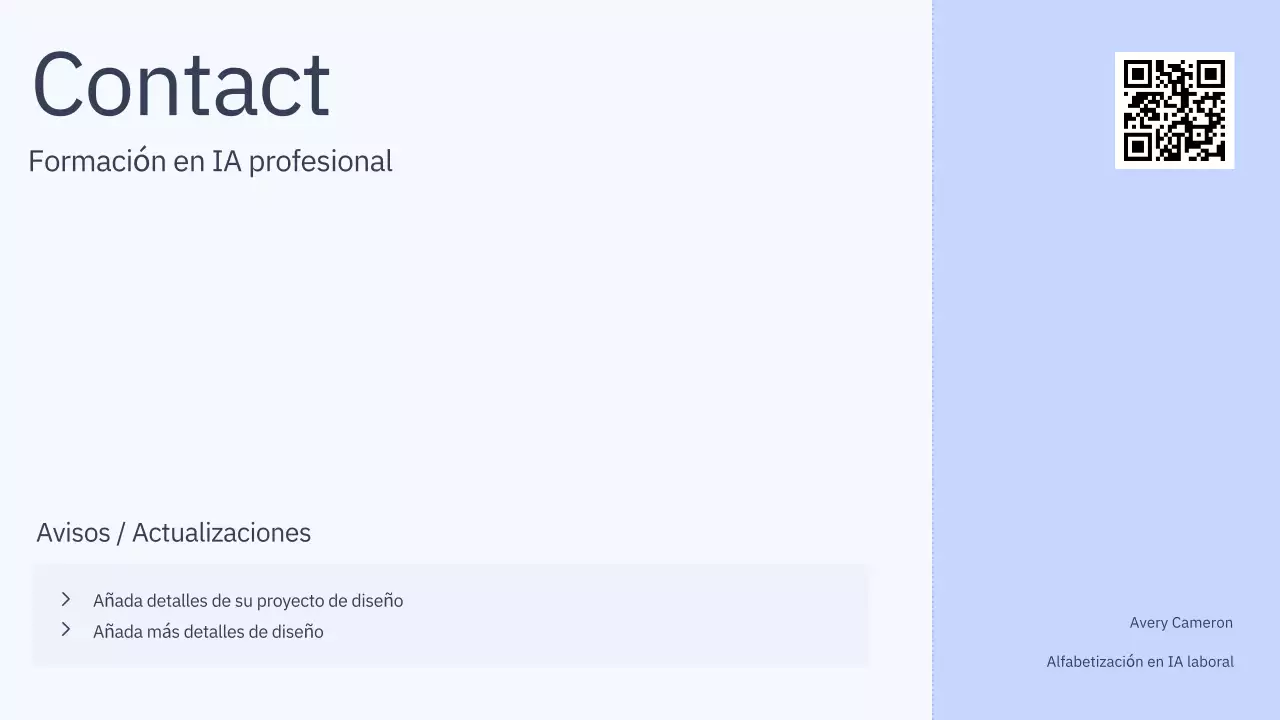 Presentación del curso de IA simple en azul y gris