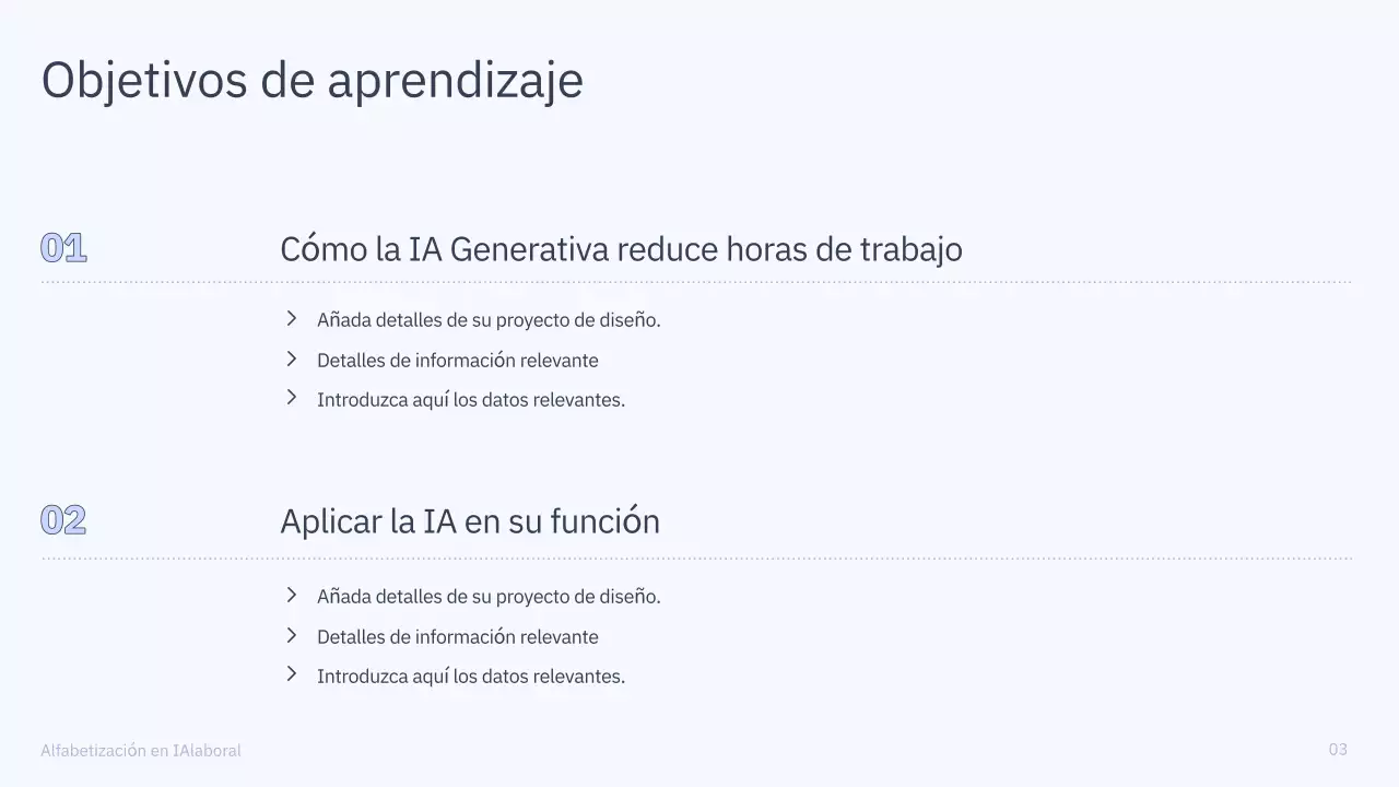 Presentación del curso de IA simple en azul y gris