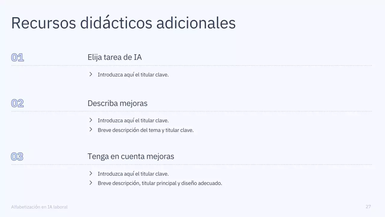 Presentación del curso de IA simple en azul y gris