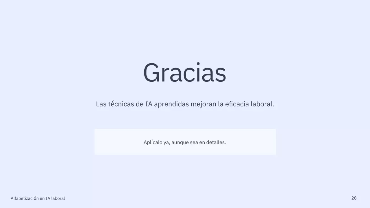 Presentación del curso de IA simple en azul y gris