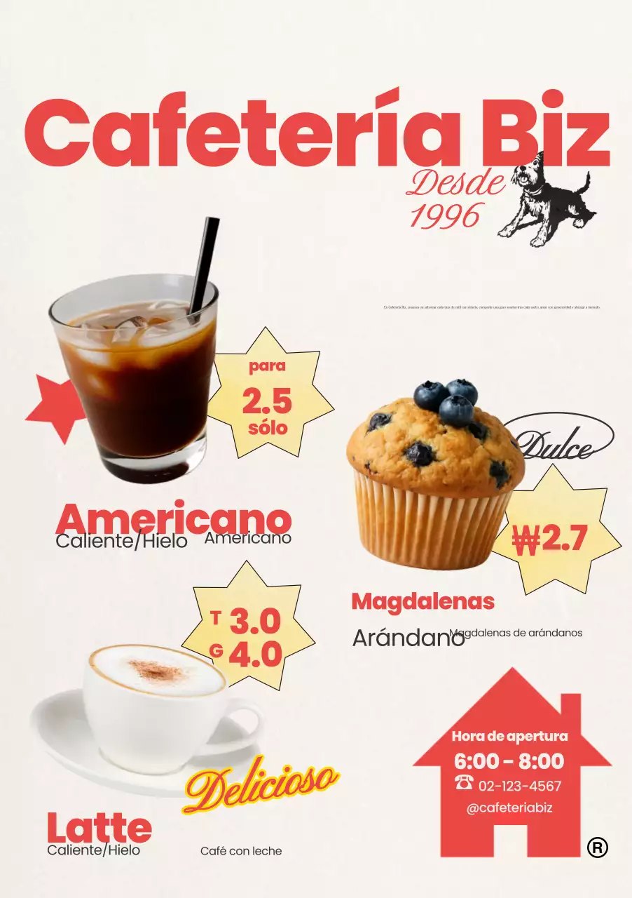 Promoción del menú de Red Vintage Cafe
