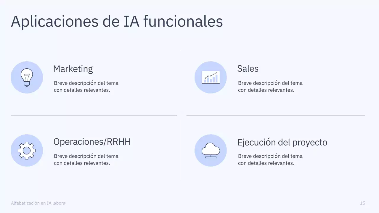 Presentación del curso de IA simple en azul y gris