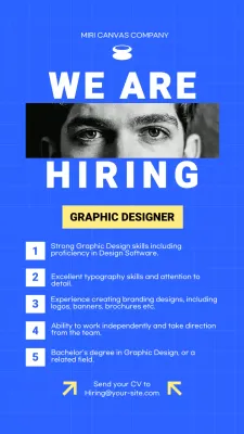 Pengumuman rekrutmen Blue Modern Pop Vibrant Hiring