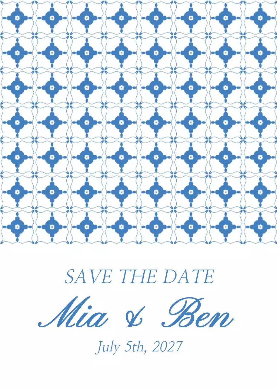 Blue geometric floral pattern