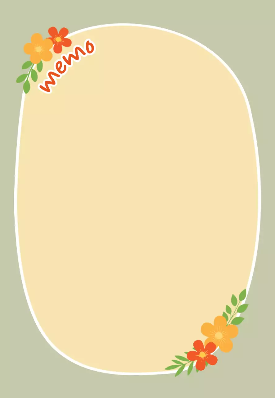 카키 연두 아기자기한 꽃 프레임